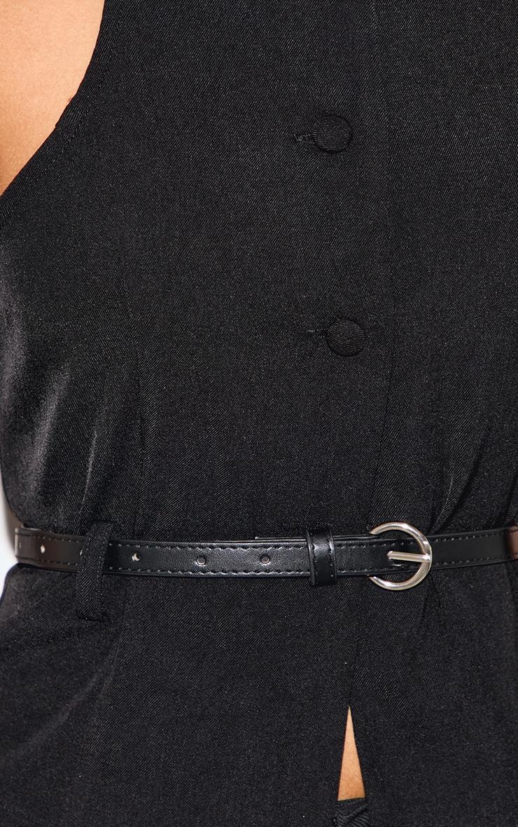 Petite Black Racer Belt Detail Longline Vest Product Image