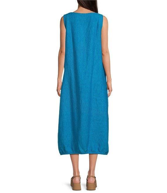 Eileen Fisher Petite Washed Organic Linen Ballet Neck Sleeveless Lantern Dress Product Image
