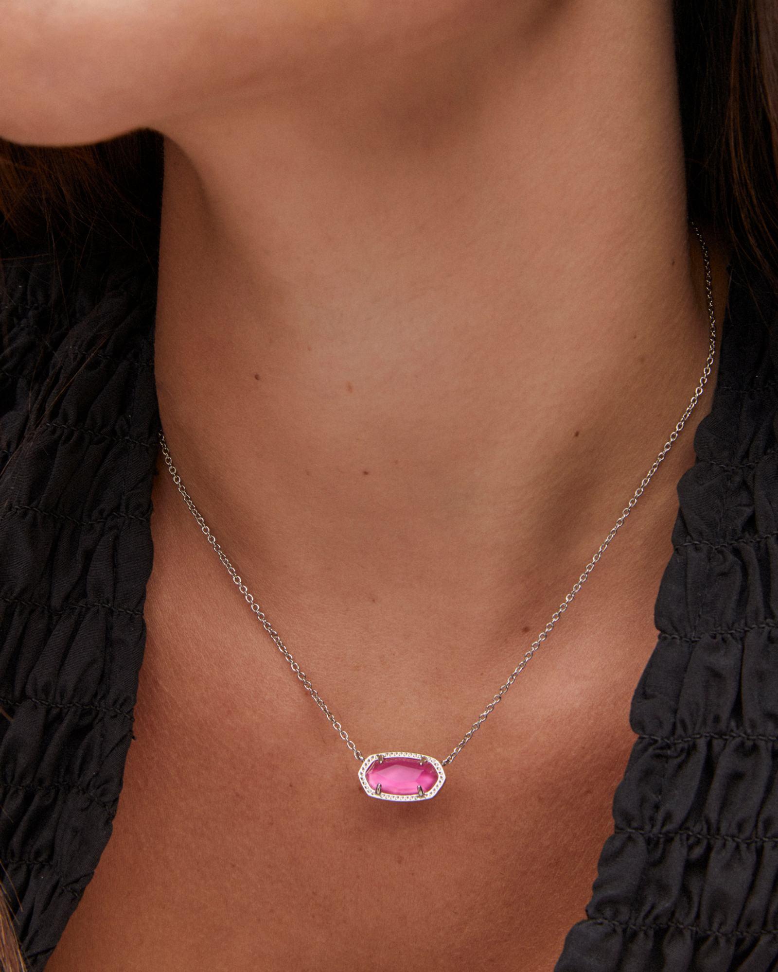 Kendra Scott Elisa Gold Pendant Necklace in Azalea Illusion | Clear Glass Product Image