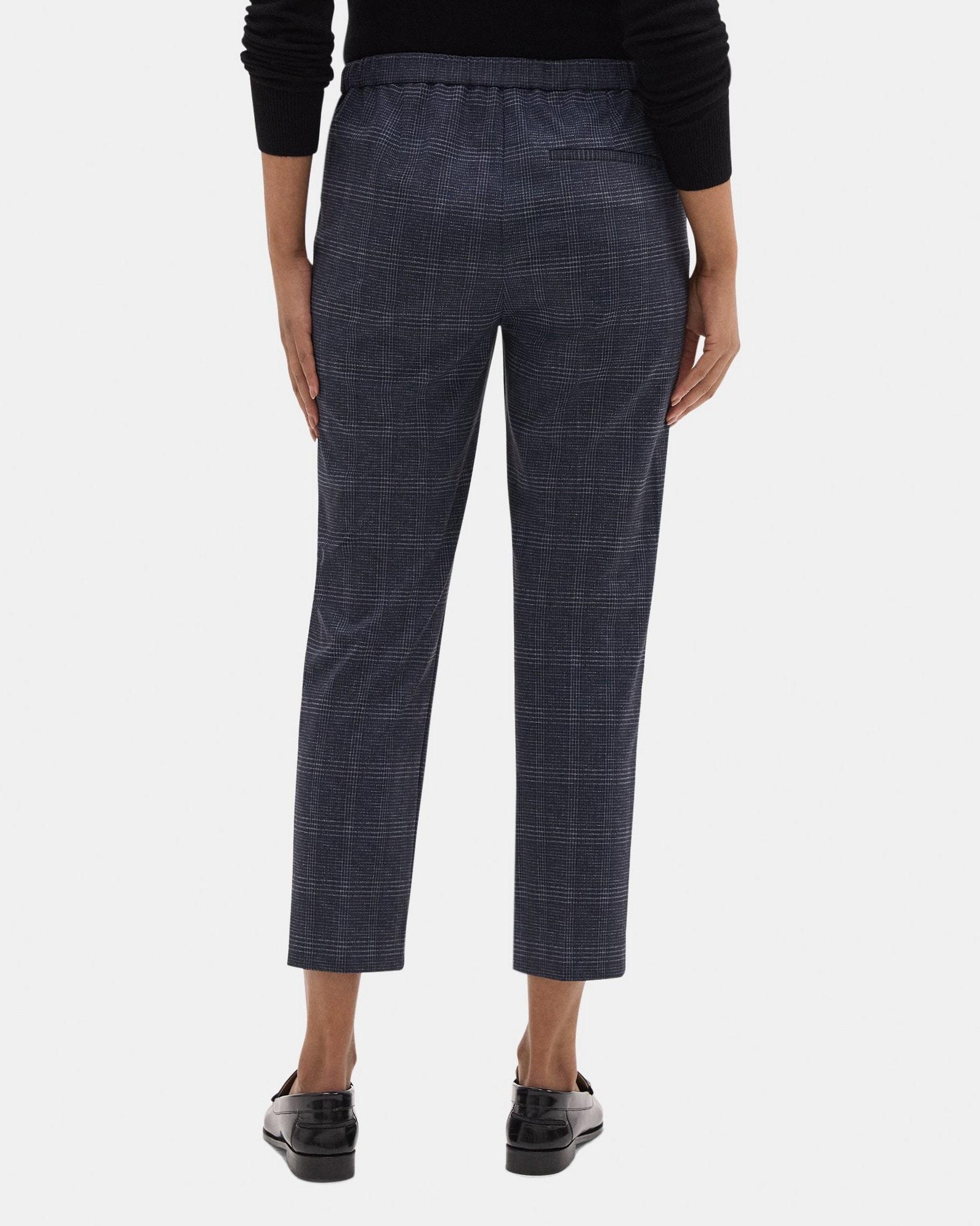 Slim Cropped Pull-On Pant in Plaid Knit Product Image