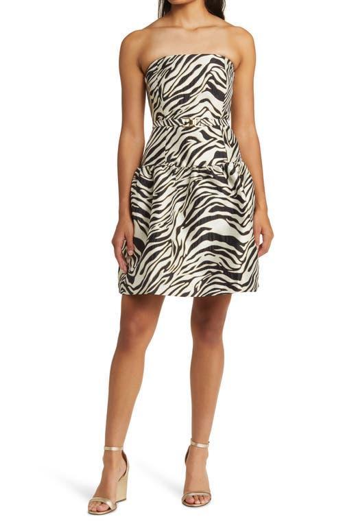 Womens Akela Strapless Zebrah Jacquard Minidress Product Image