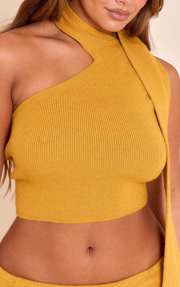 Shape Rust Knitted One Shoulder Scarf Top Product Image