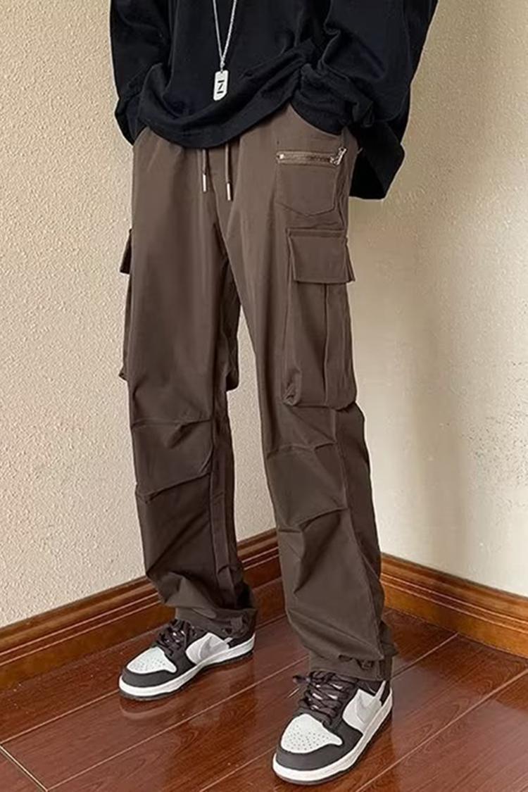 Sopula Casual Loose Pocket Straight Leg Pants Product Image