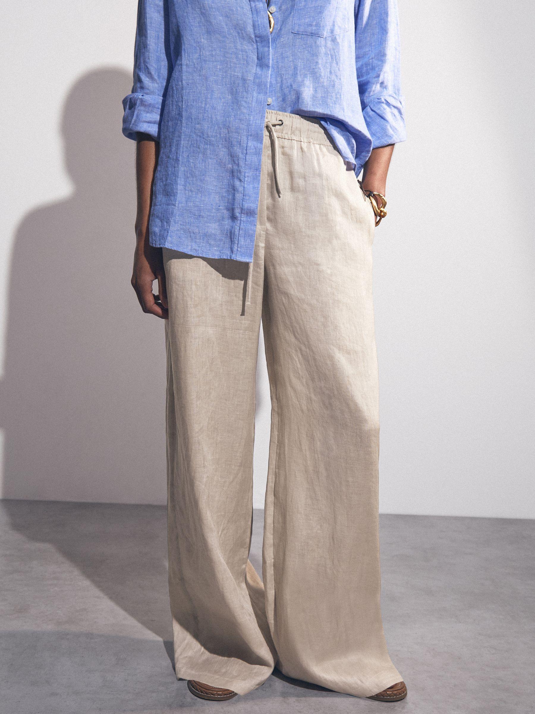 Petite Side Button Wide Leg Jeans in Cream Product Image