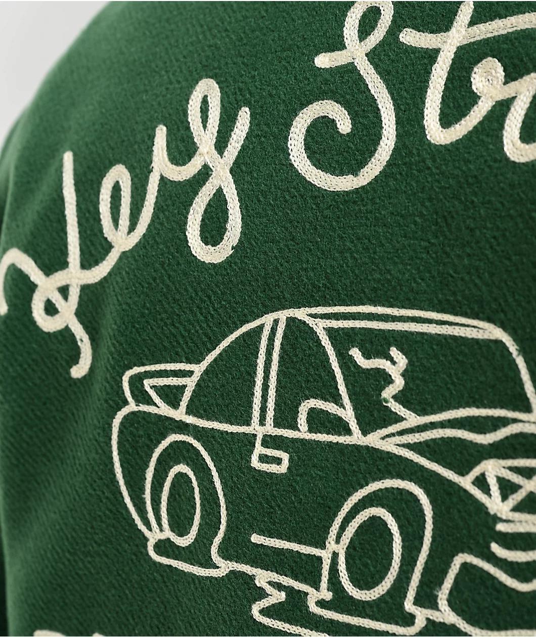 Key Street Parts & Service Green Varsity Jacket Product Image