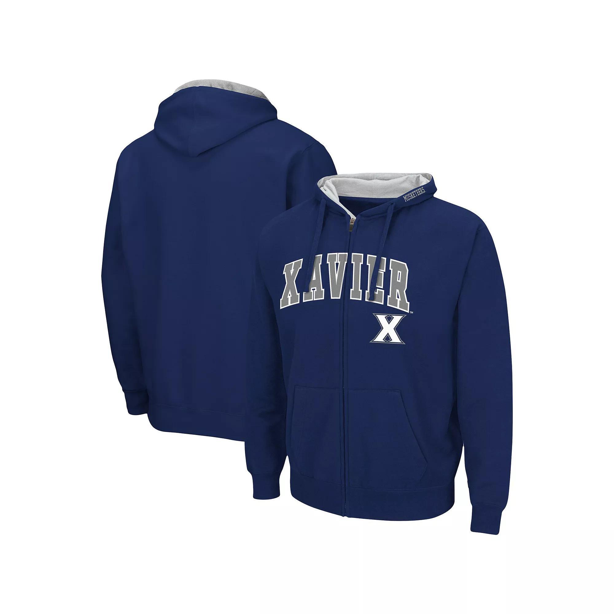 Men's Colosseum Navy Xavier Musketeers Arch & Logo 3.0 Full-Zip Hoodie, Size: XL, Xav Blue Product Image