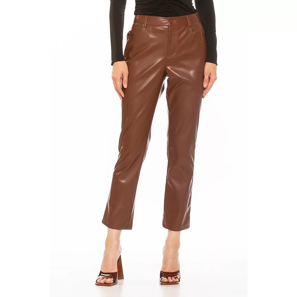 Women's ALEXIA ADMOR Mila Mid Rise Slim Fit Faux Leather Pants, Size: 12, Black Product Image