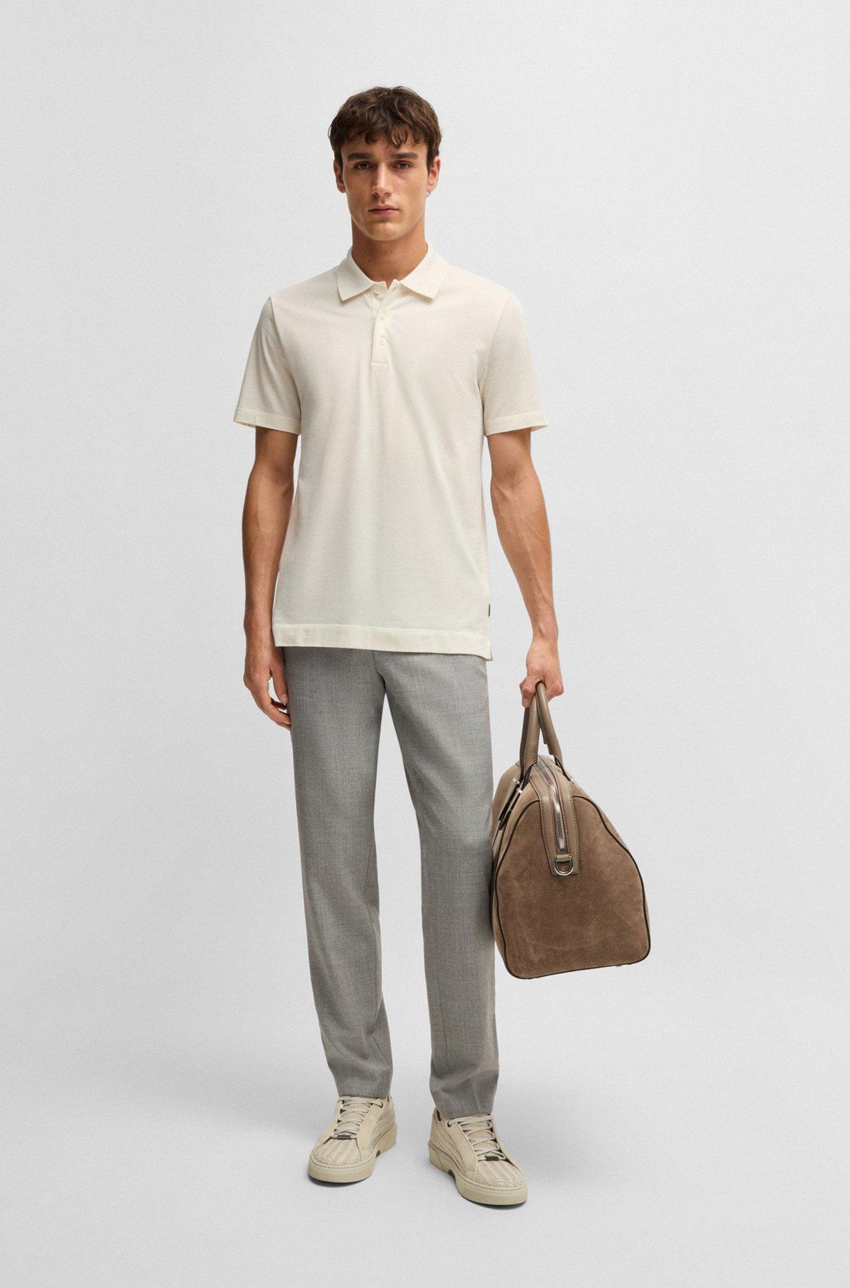 Cotton-silk polo shirt with two-tone effect Product Image