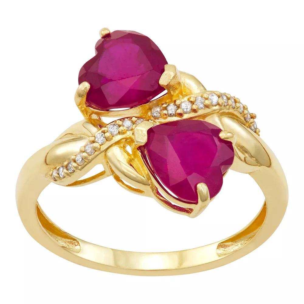 Tiara 10k Gold Ruby and Diamond Ring, Women's, Size: 5 Product Image