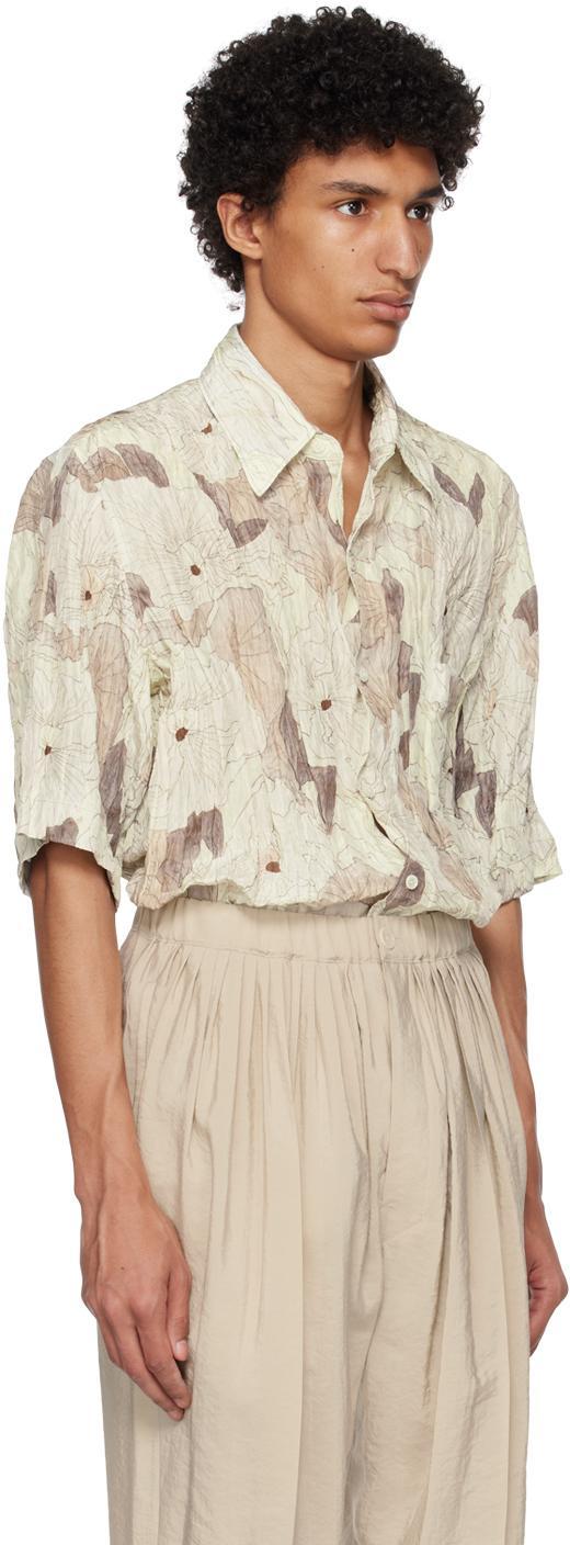 LEMAIRE Beige Floral Shirt In Mu020 Dusty Lilac / Product Image