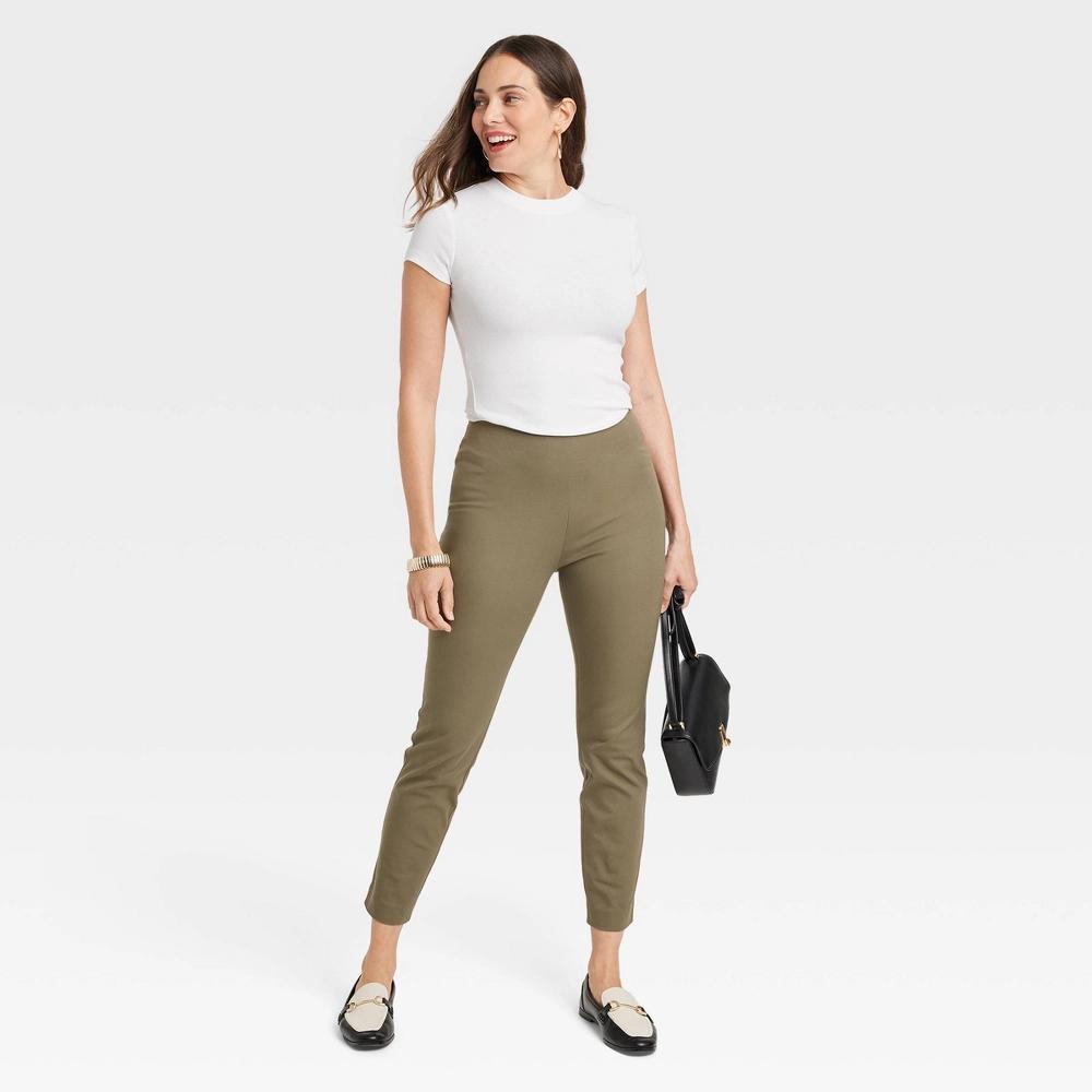 Women's Slim Fit Short Sleeve Ribbed T-Shirt - A New Day™ White 4X: Cotton Modal Blend, Crew Neck Pullover Product Image