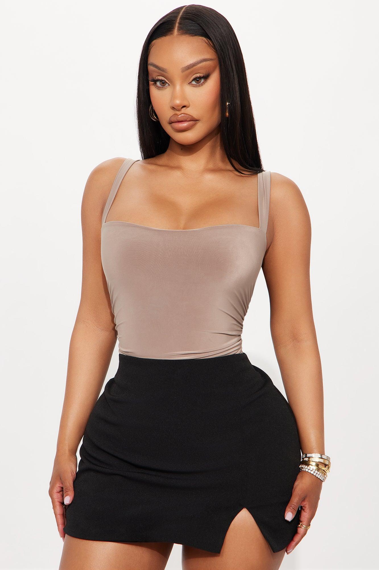 So Close Square Neck Bodysuit - Taupe Product Image