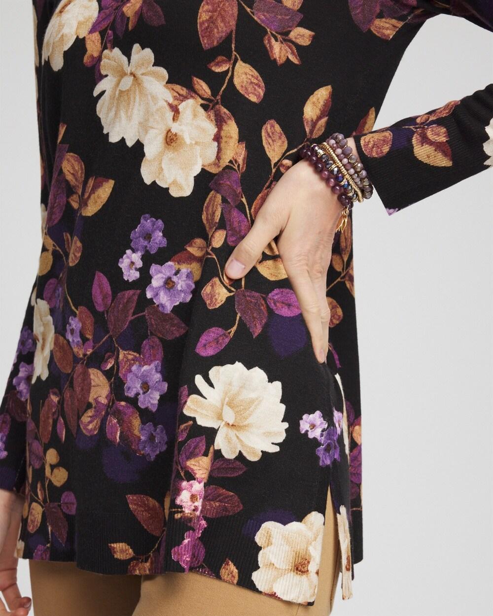 Fall Floral Crew Neck Sweater Tunic Product Image