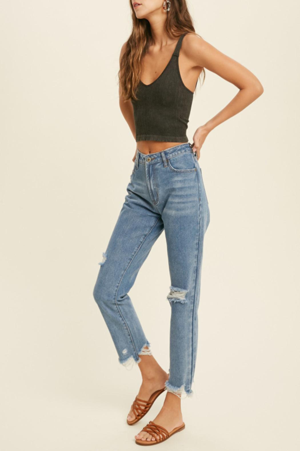 Seamless Ribbed V-Neck Brami Product Image