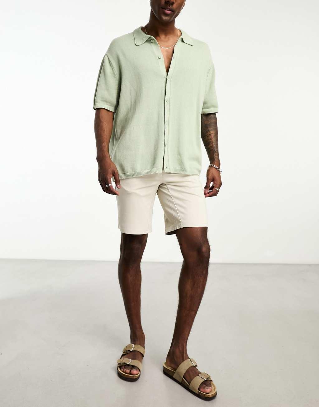 ONLY & SONS smart jersey shorts in beige Product Image