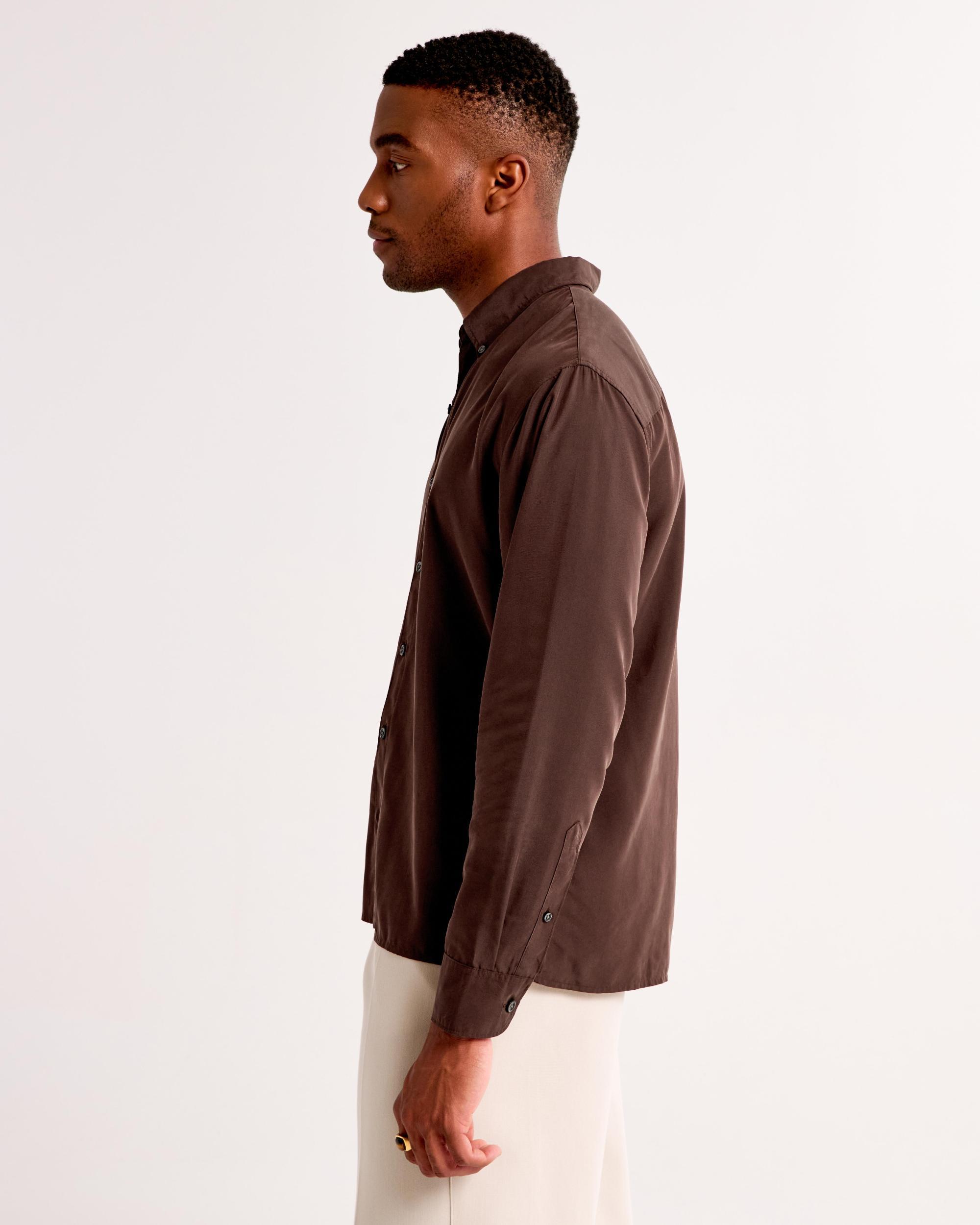 Long-Sleeve Cupro Button-Up Shirt Product Image
