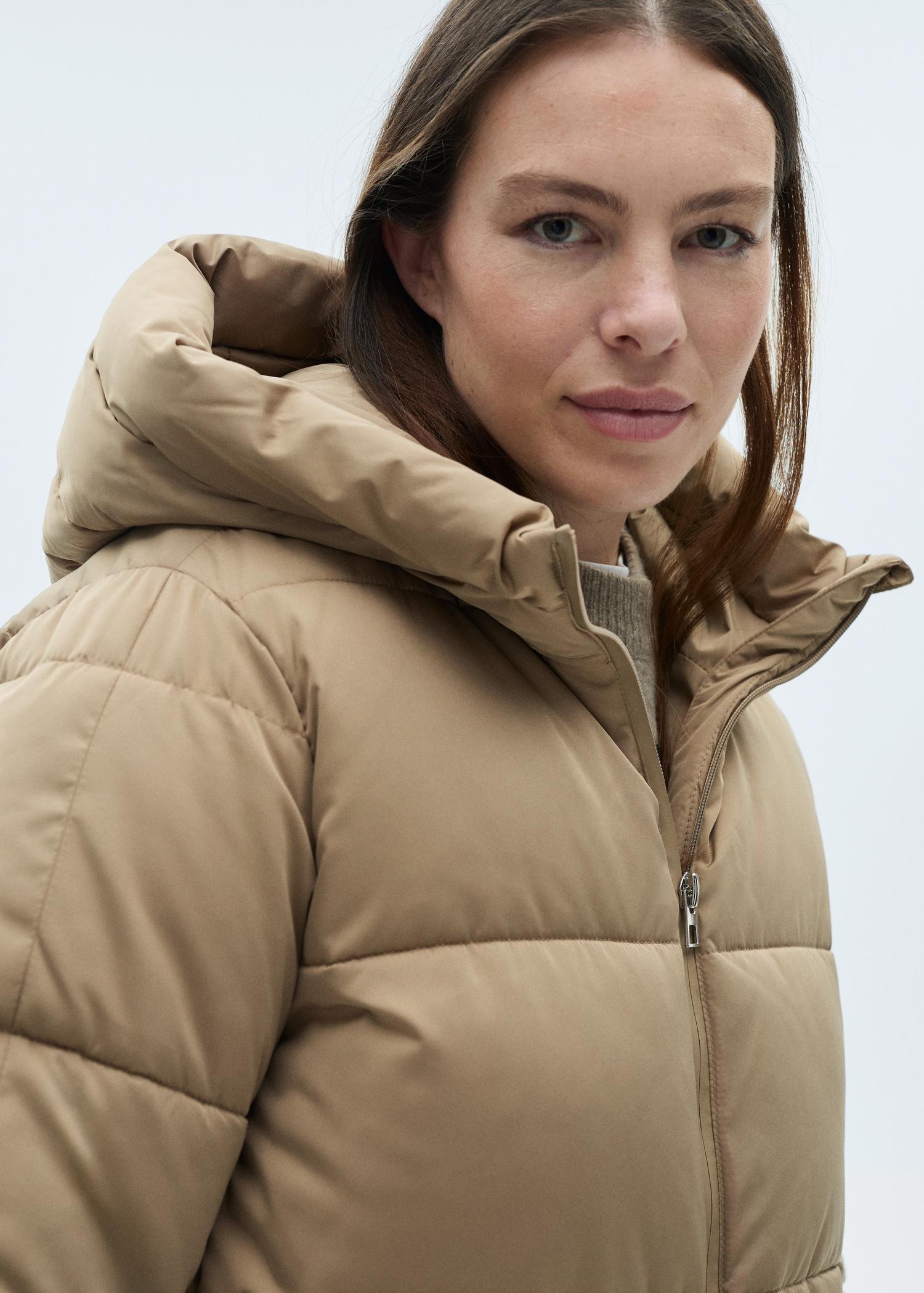 Quilted midi anorak with hood - Women | MANGO USA Product Image