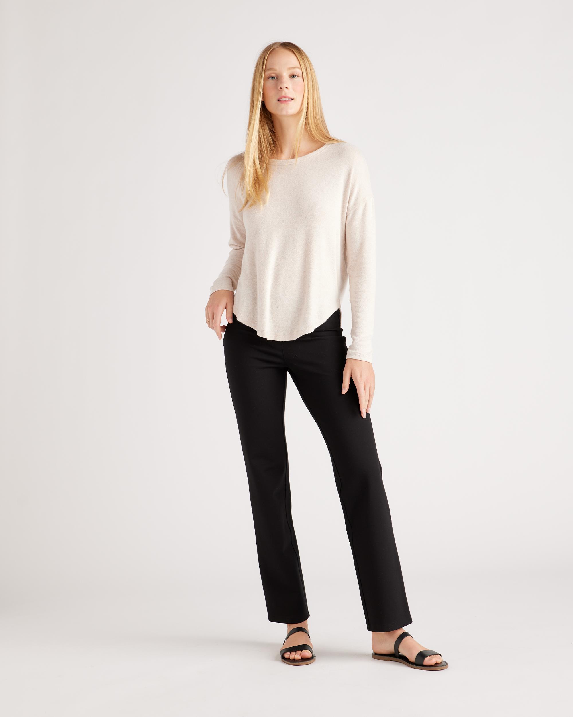 Quince | Women's Ultra-Stretch Ponte Straight Leg Pants Petite Rayon Product Image