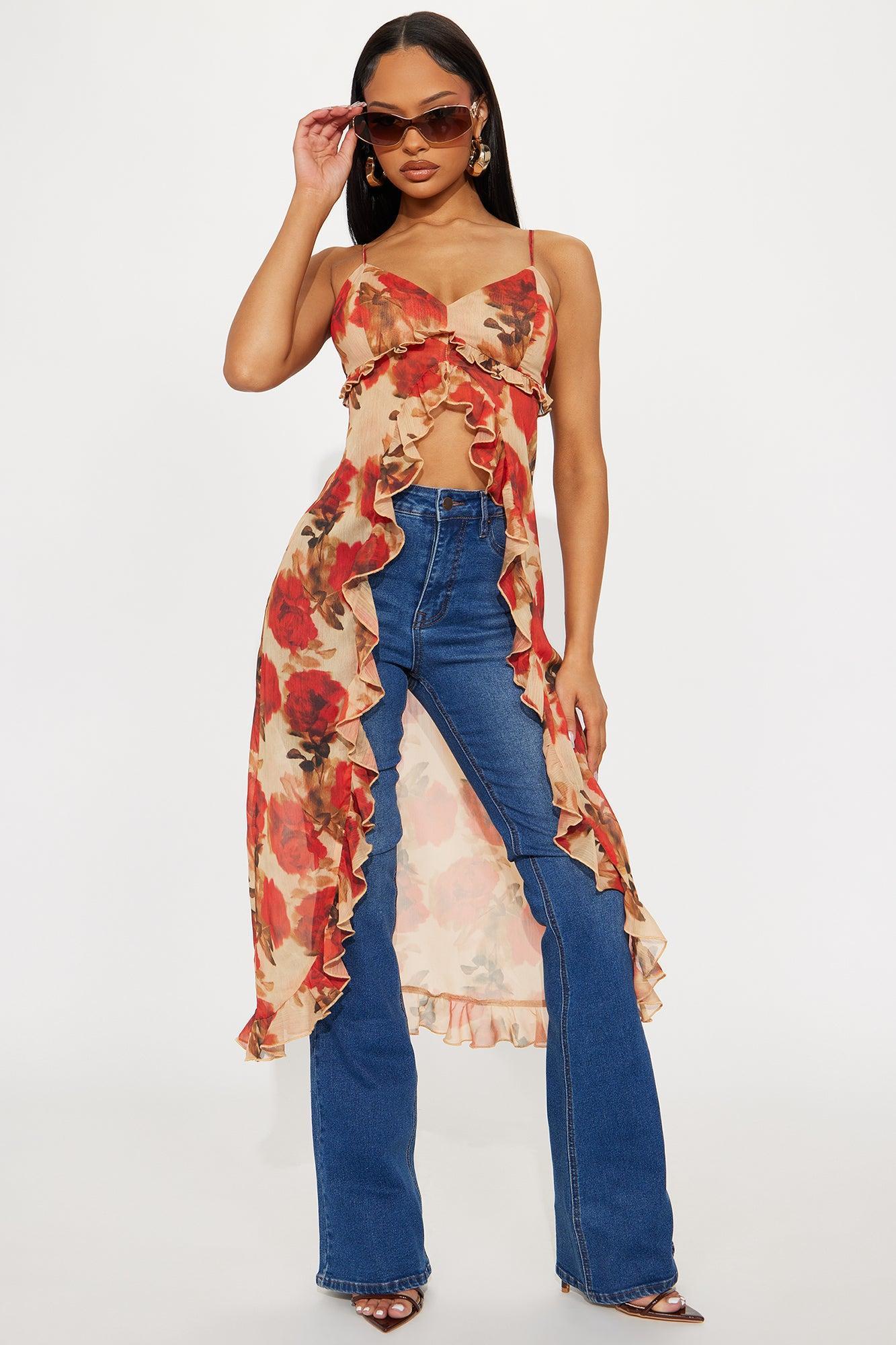 Nina Floral Chiffon Top - Multi Color Product Image