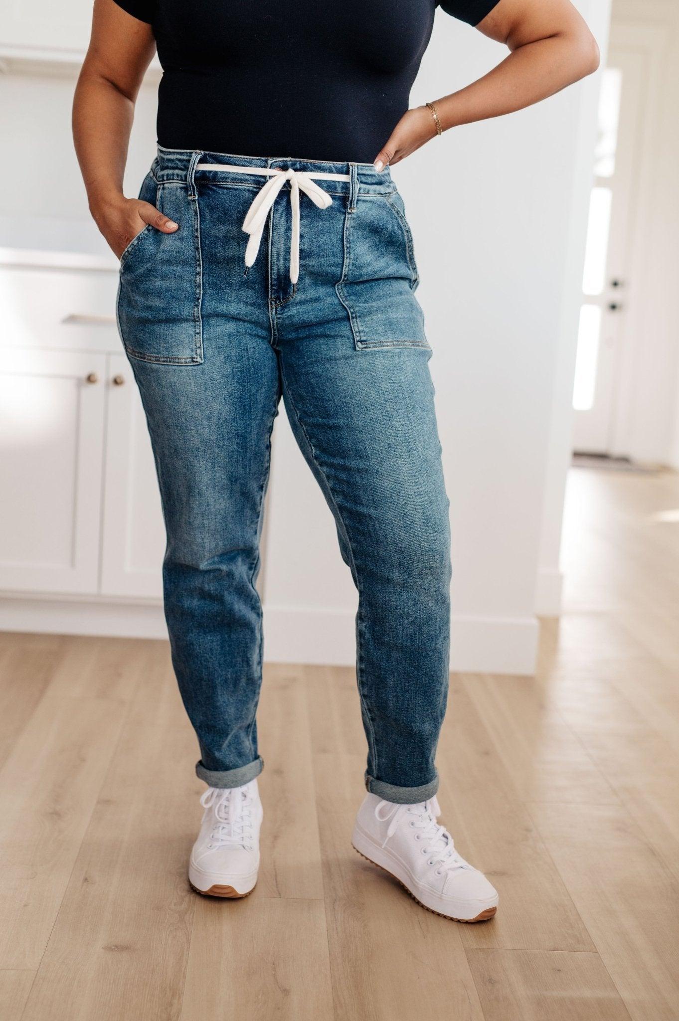 Charlene High Rise Contrast Thread Jogger in Ecru (Online Exclusive) Product Image