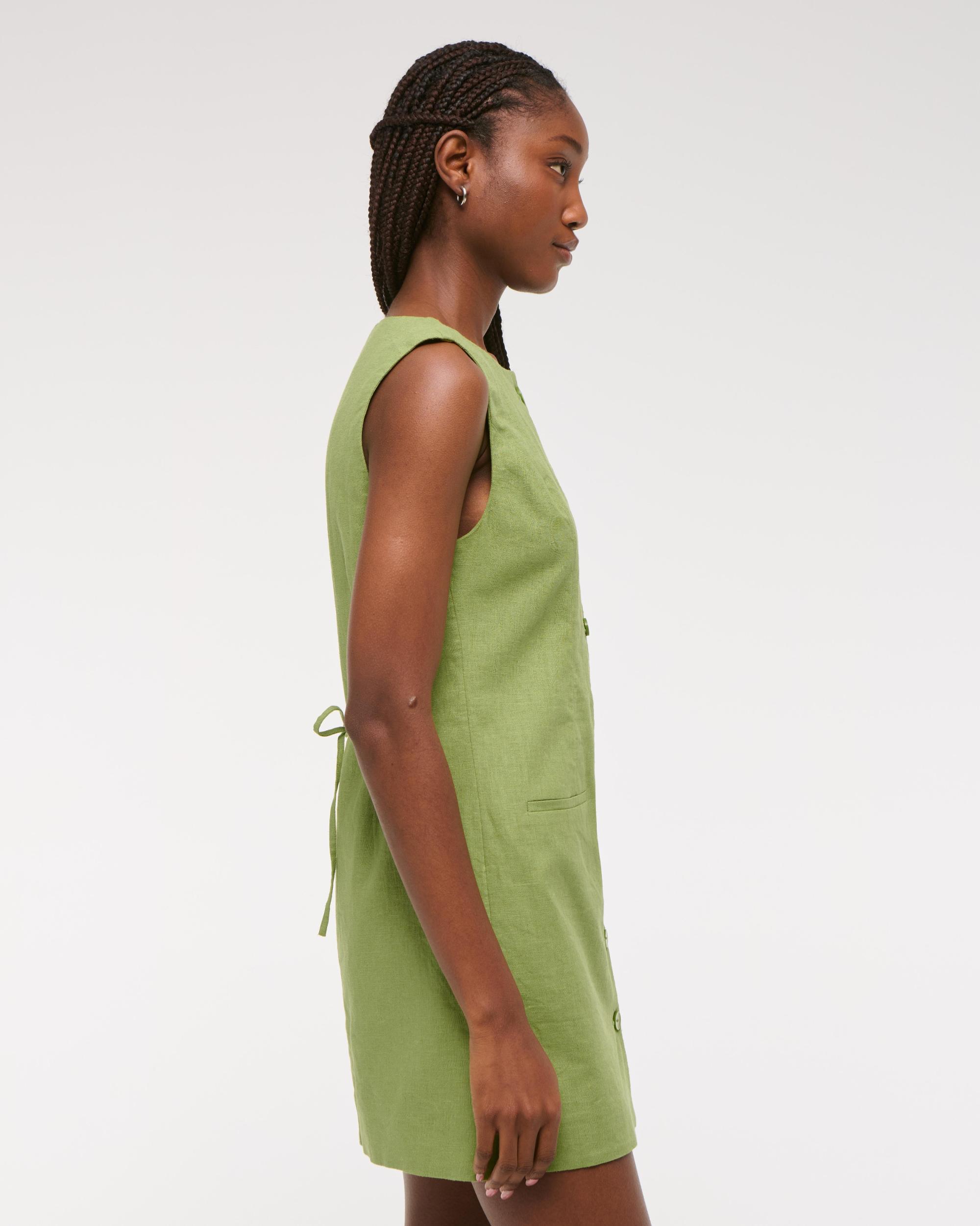The A&F Mara Linen-Blend Mini Dress Product Image