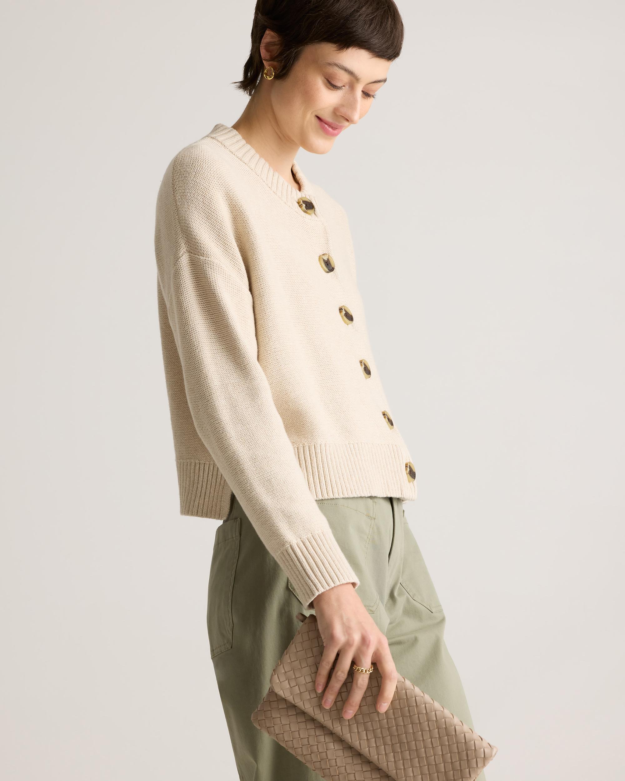 Quince | Women's Cropped Cardigan Sweater Size XS, Organic Cotton Product Image
