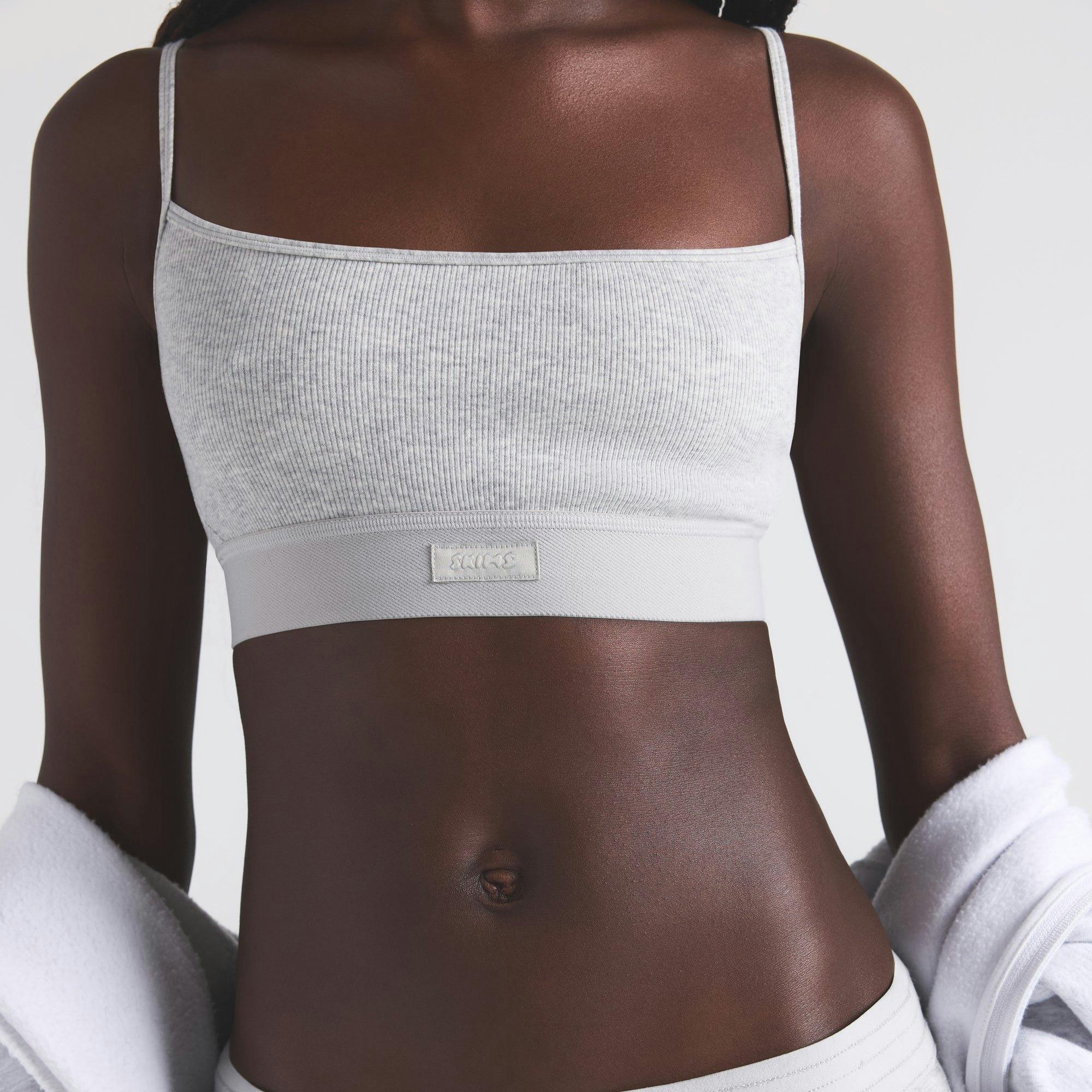 COTTON RIB SCOOP BRALETTE | LIGHT HEATHER GREY Product Image