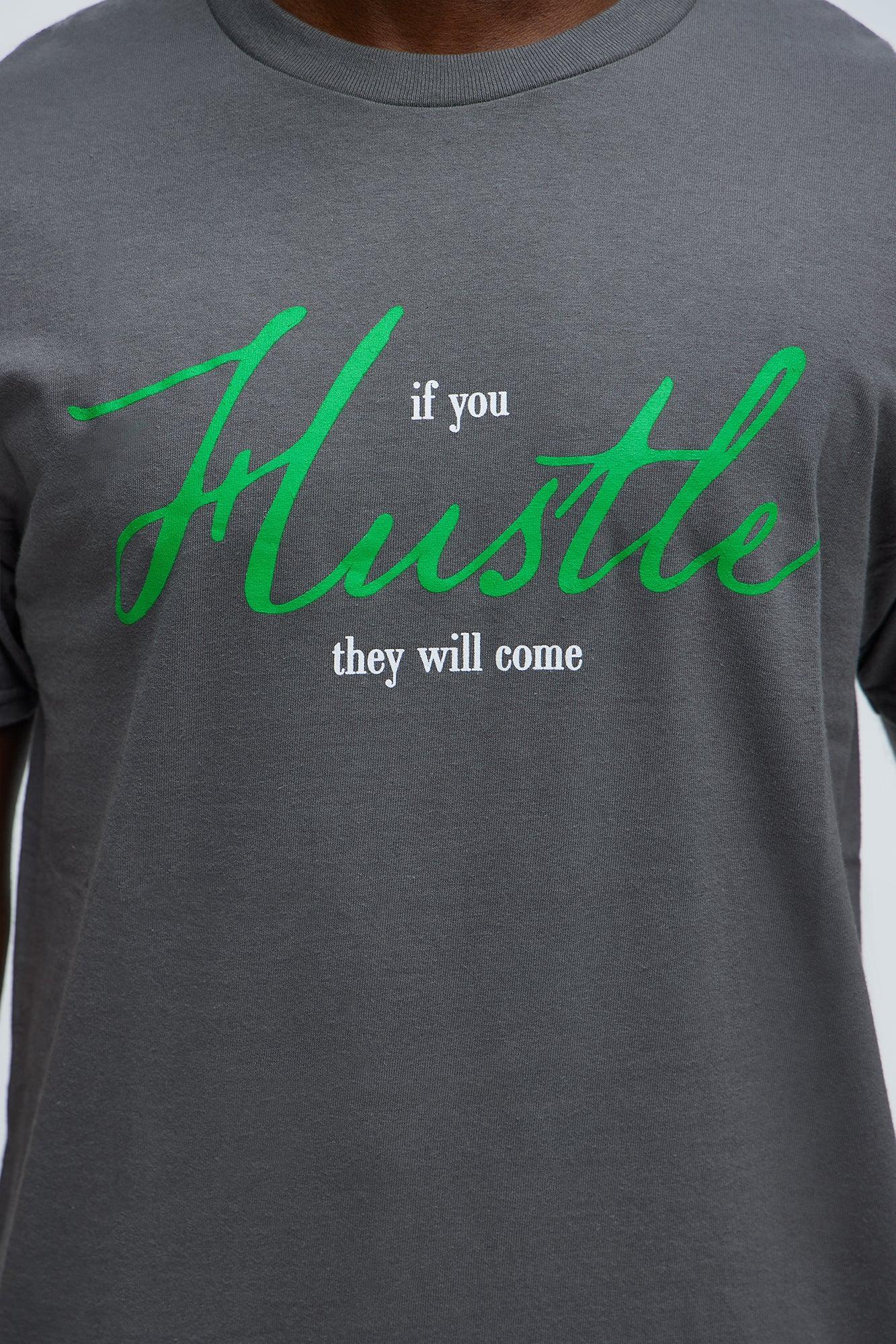 Hustling Pays Off Short Sleeve Tee - Charcoal Product Image