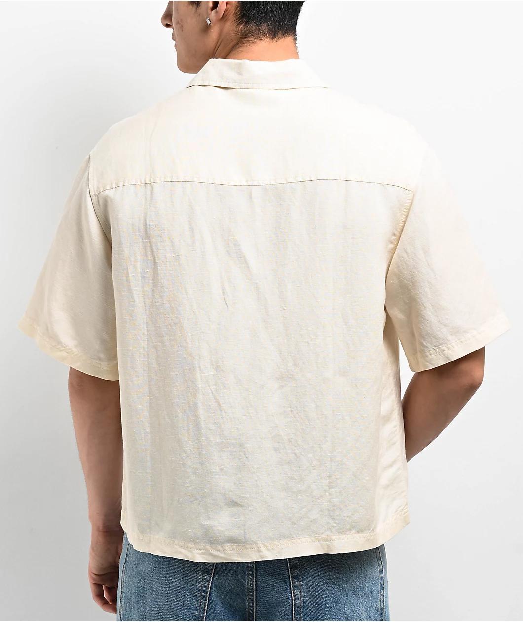 Monet Skateboards Banks Woven White Button Up Shirt Product Image