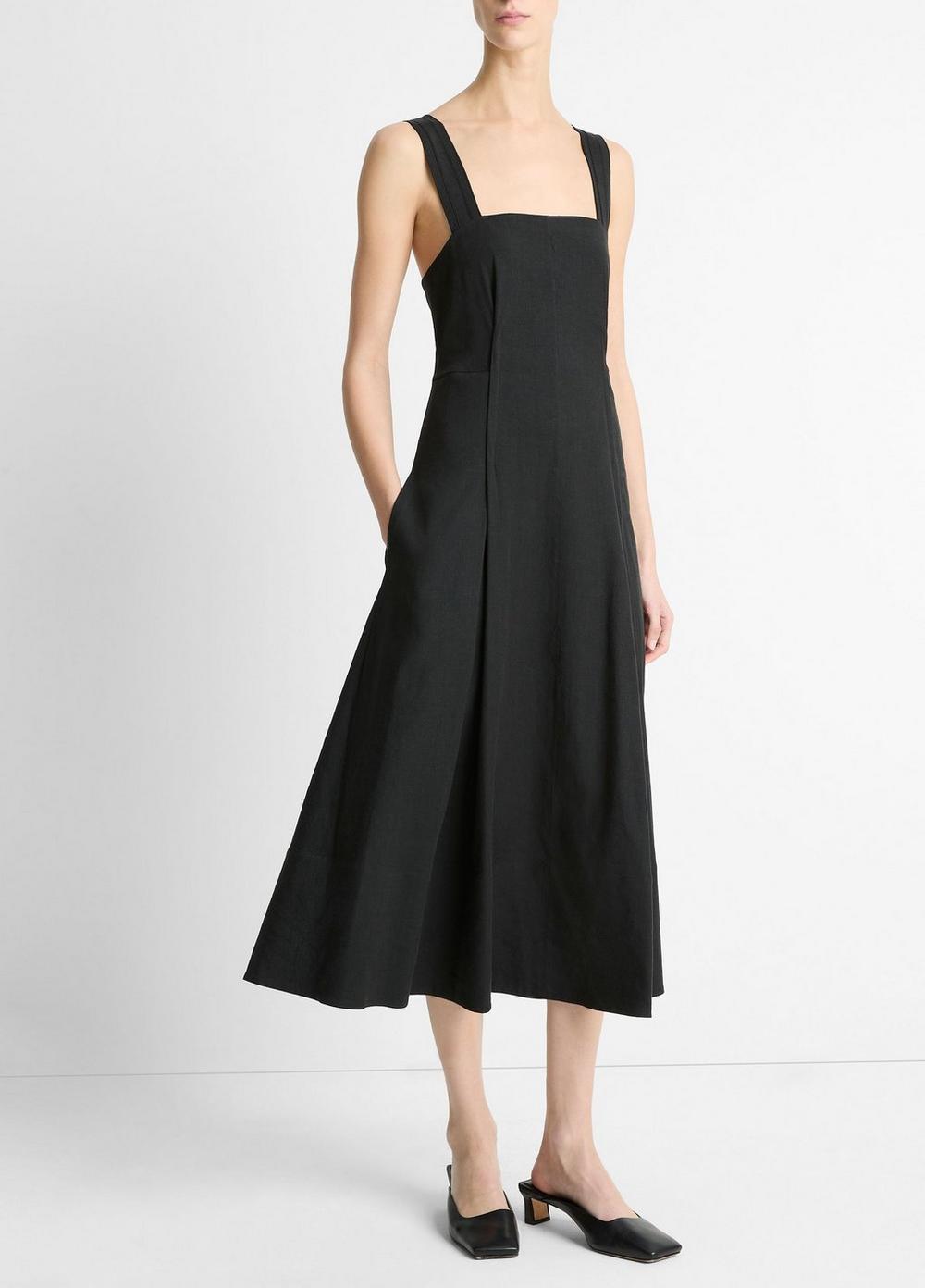 Womens Linen-Blend Square Neck Tank Midi-Dress Product Image
