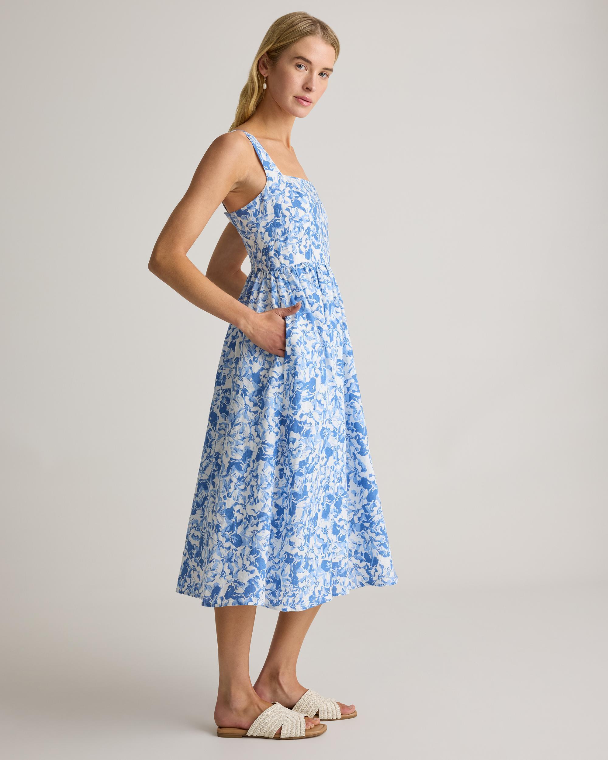 Quince | Women's 100% European Linen Fit & Flare Midi Dress Product Image