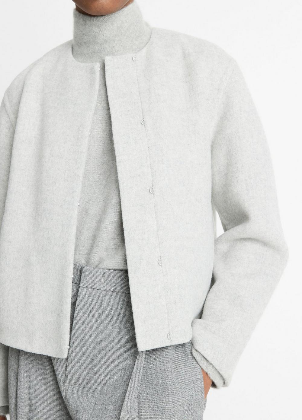 Womens Italian Wool-Blend Collarless Jacket, Heather Stone Grey, Size XXS Vince Product Image