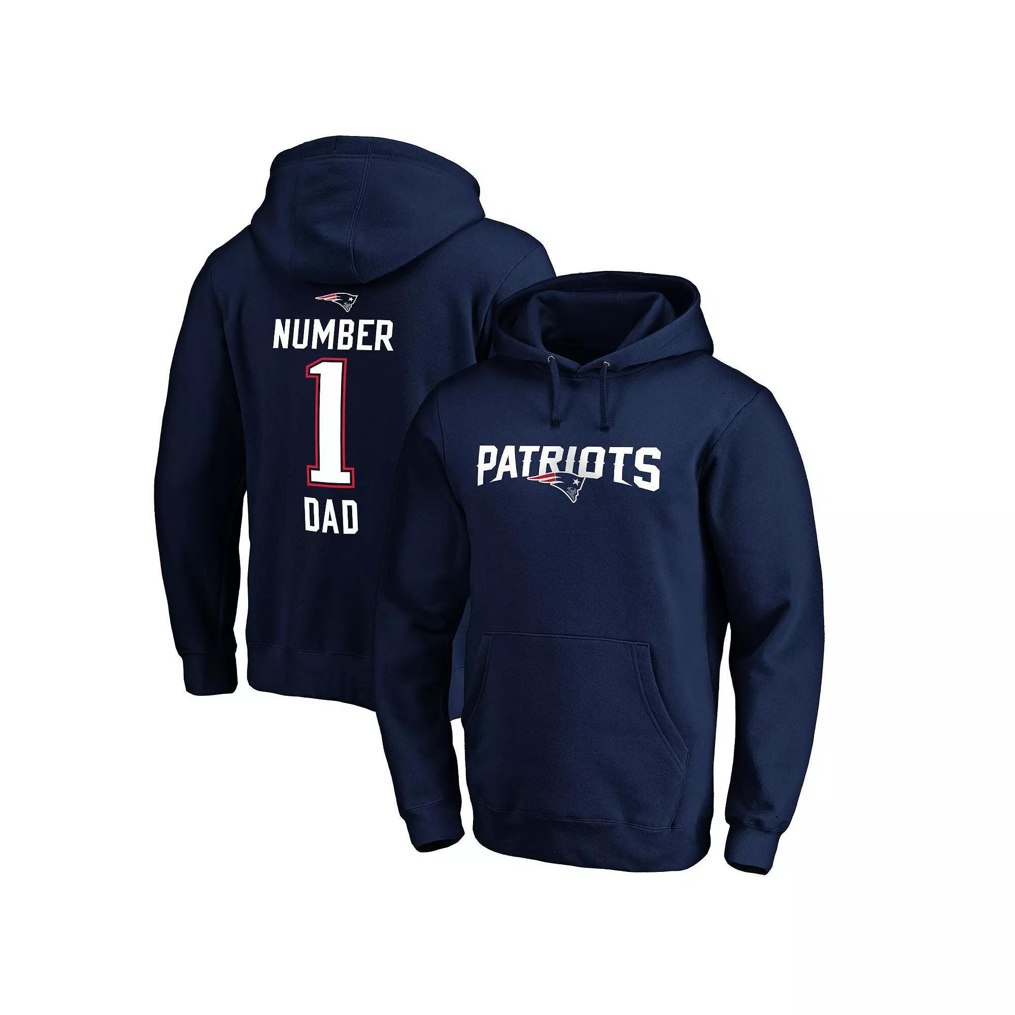 Mens NFL Pro Line New England Patriots #1 Dad Pullover Hoodie Blue Product Image