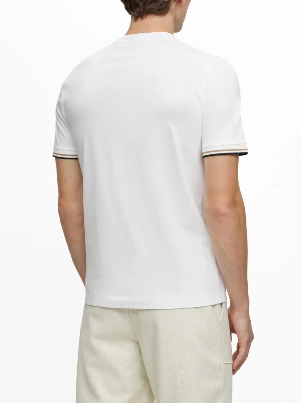striped-cuffs cotton T-shirt Product Image