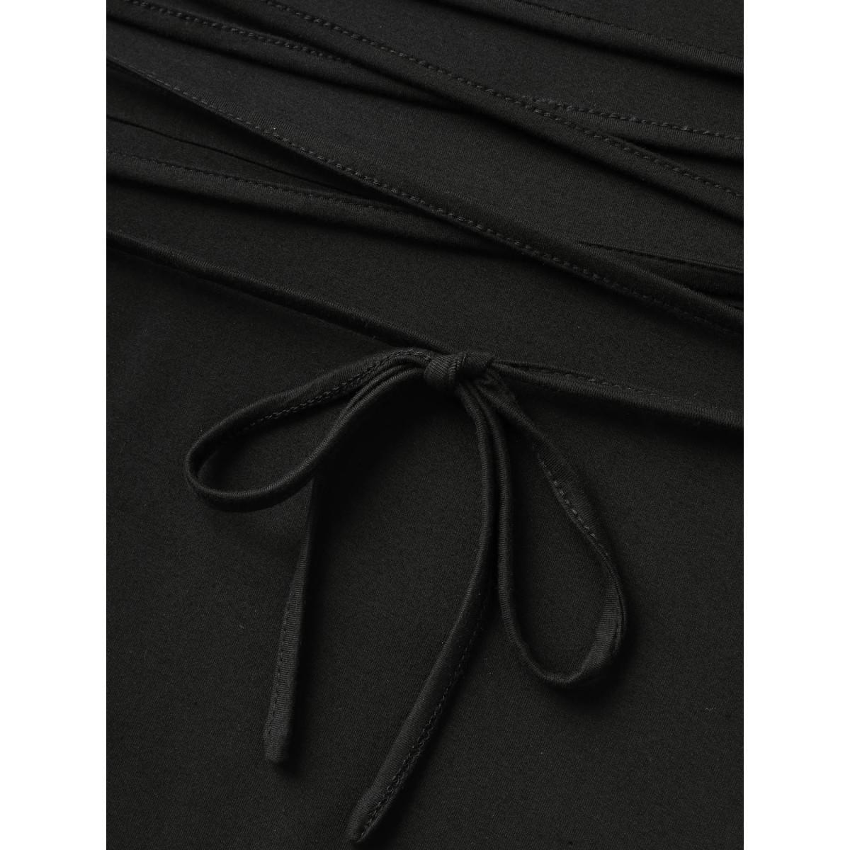 Plus Size Super Stretchy Back-Tie Pockets Midi Dress Black Women Knit Dresses Bloomchic 10/M Product Image
