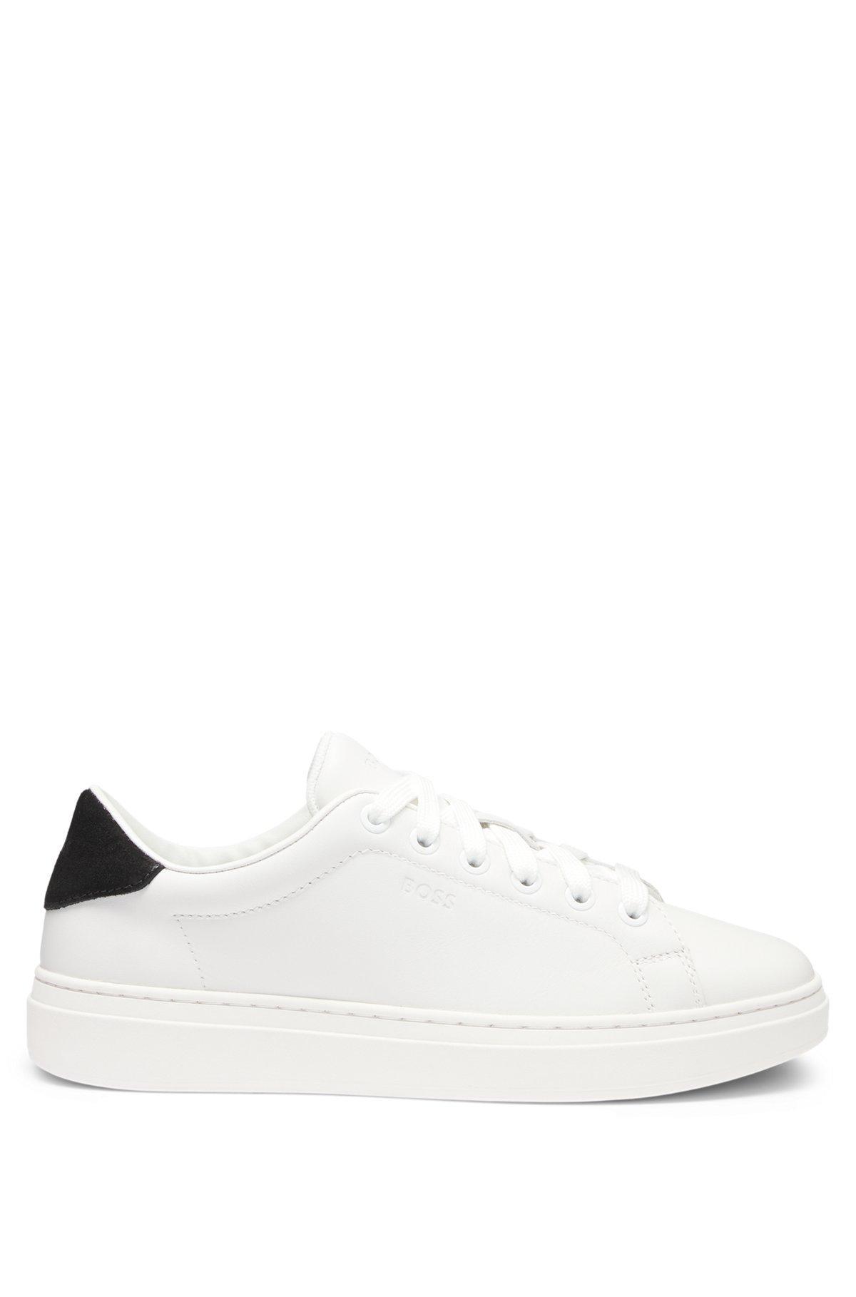 Leather trainers with suede backtab Product Image