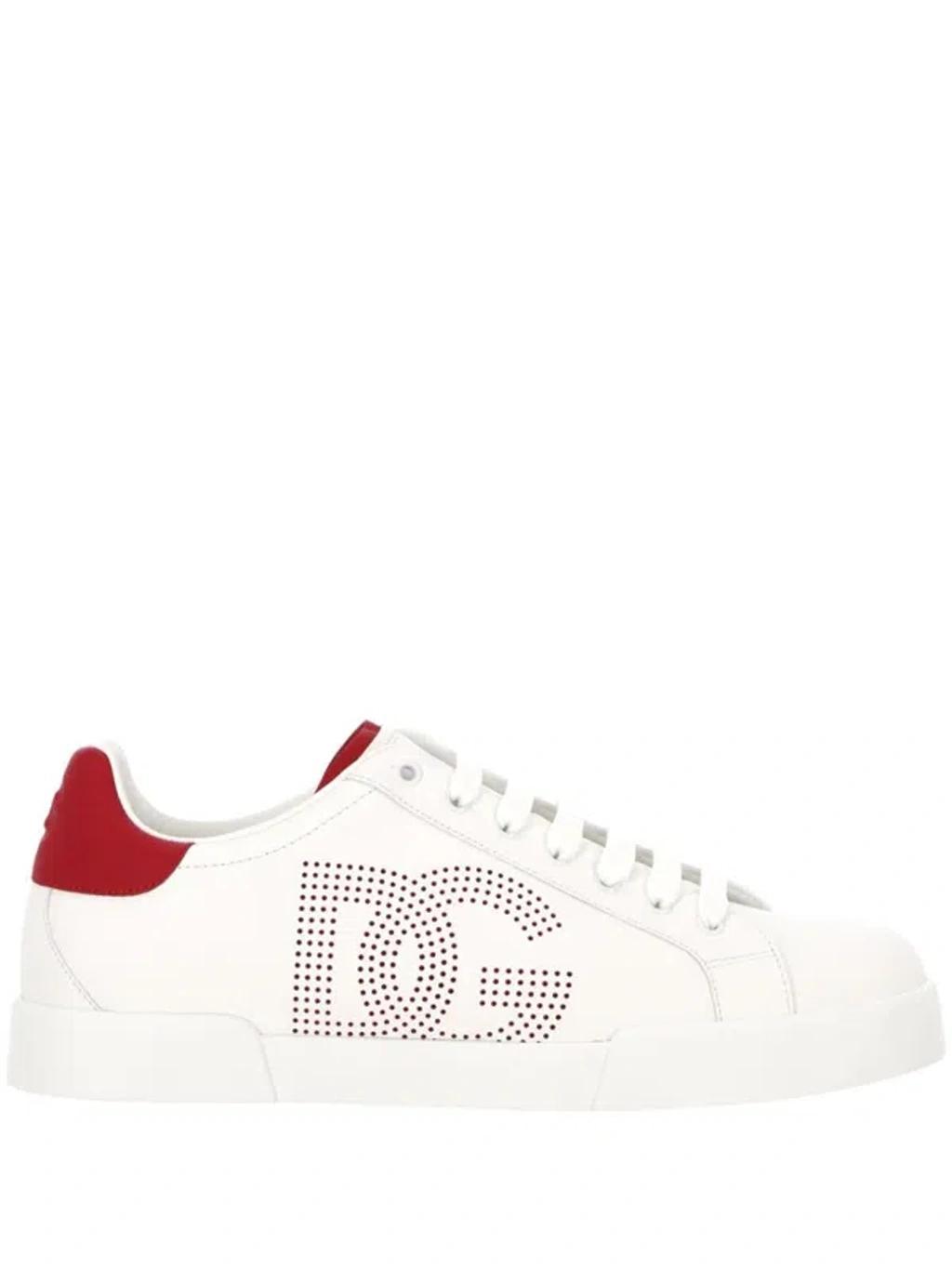 DOLCE & GABBANA White Nappa Leather Portofino Sneakers Product Image