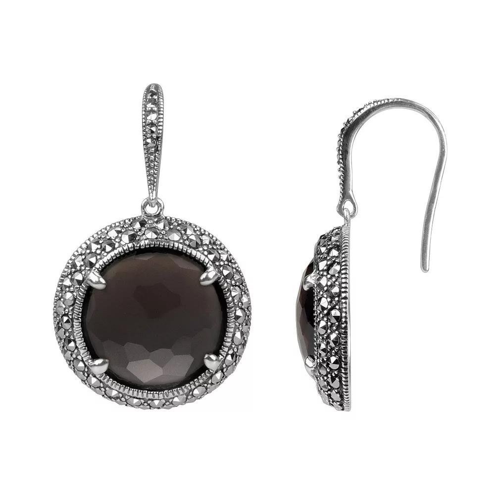 Lavish by TJM Sterling Silver Smoky Quartz Halo Drop Earrings, Women's, Brown Product Image