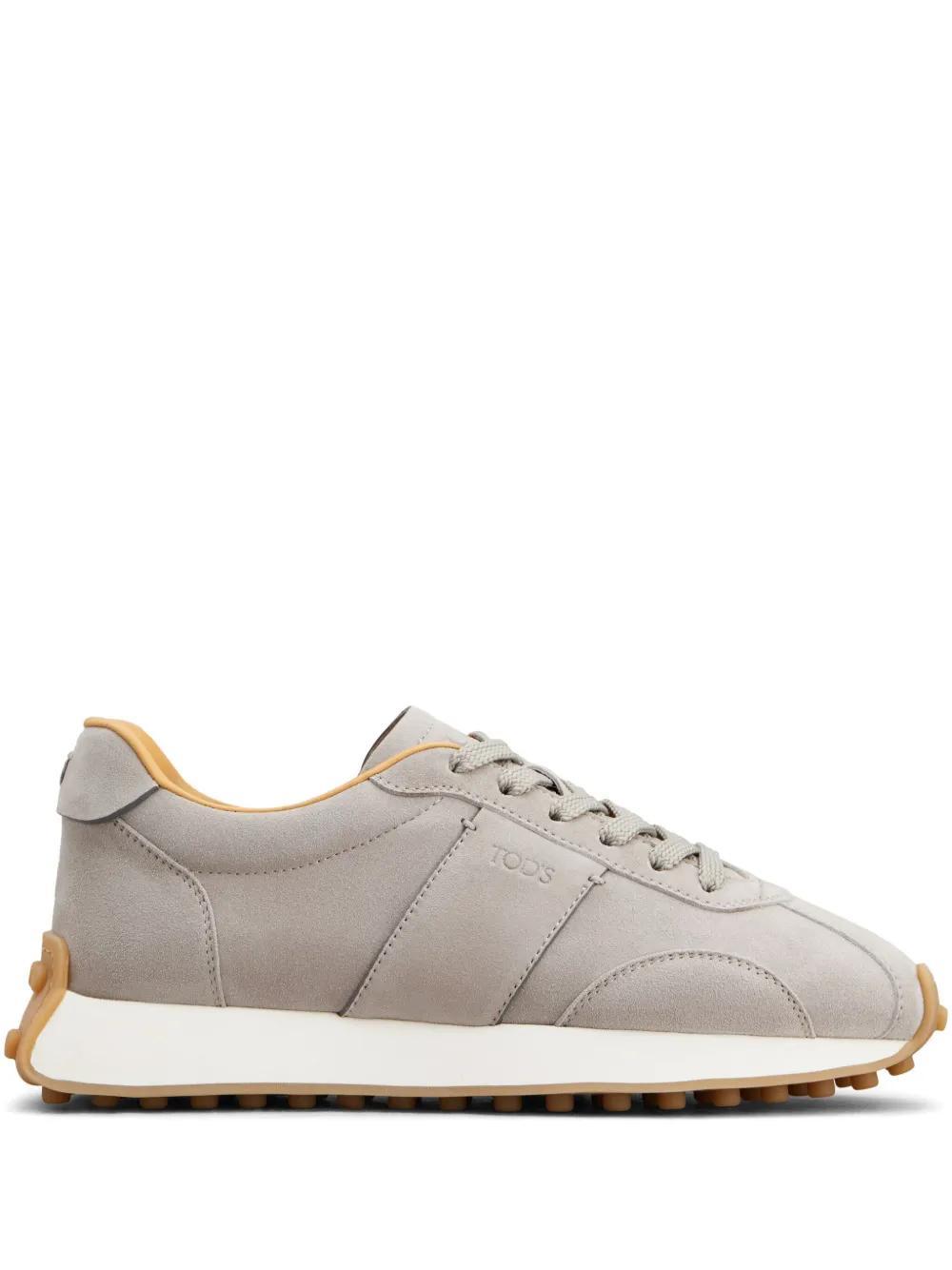TOD'S Logo-stamp Suede Lace-up Sneakers In Grey Product Image