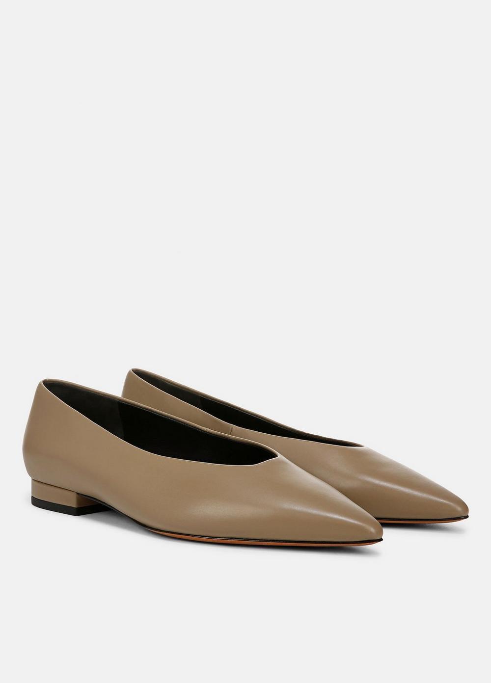 Womens Isabel Leather Flat, Black, Size 8 Vince Product Image