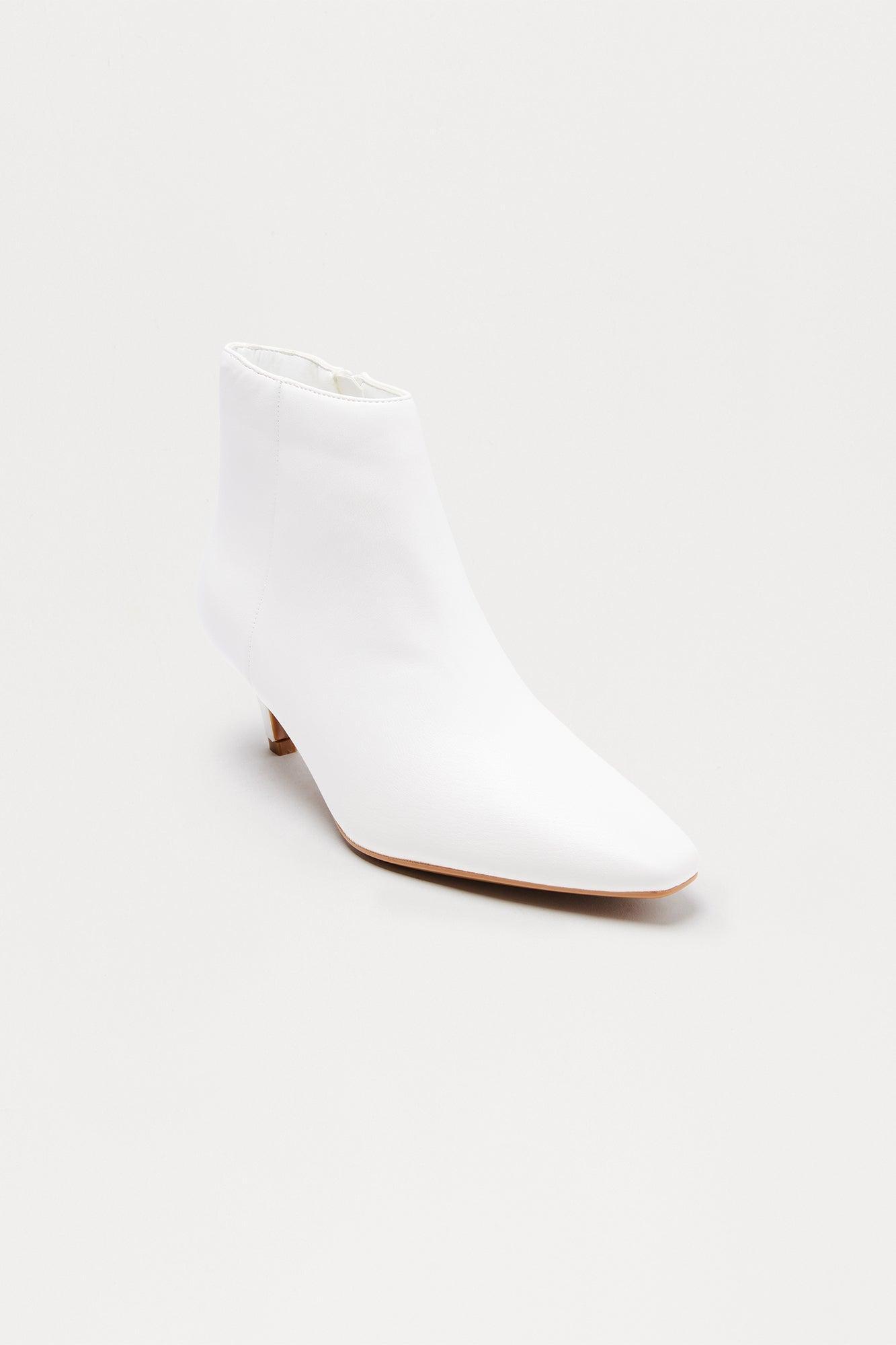 Raj Kitten Heel Booties - White Product Image