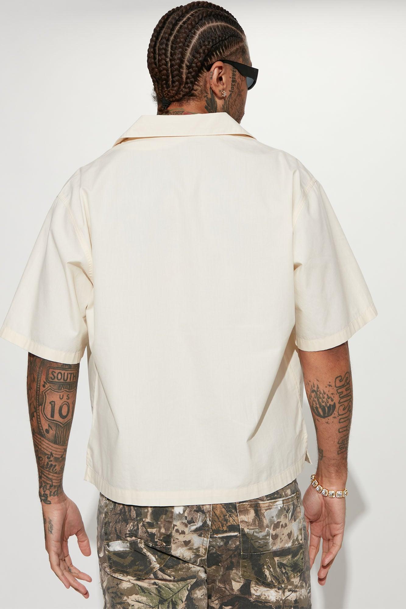 Ryland Relaxed Cotton Short Sleeve Cuban Shirt - OffWhite Product Image
