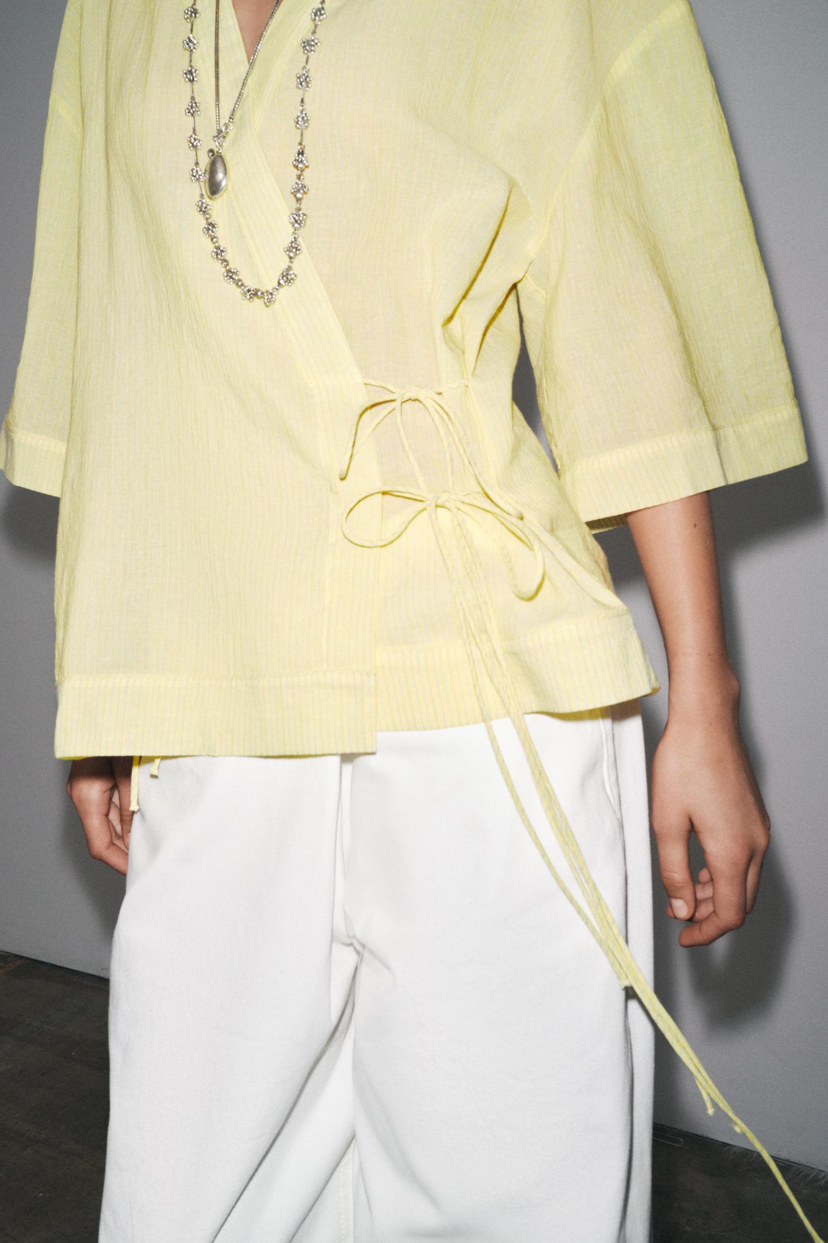 STRIPED KIMONO WITH TIES ZW COLLECTION Product Image