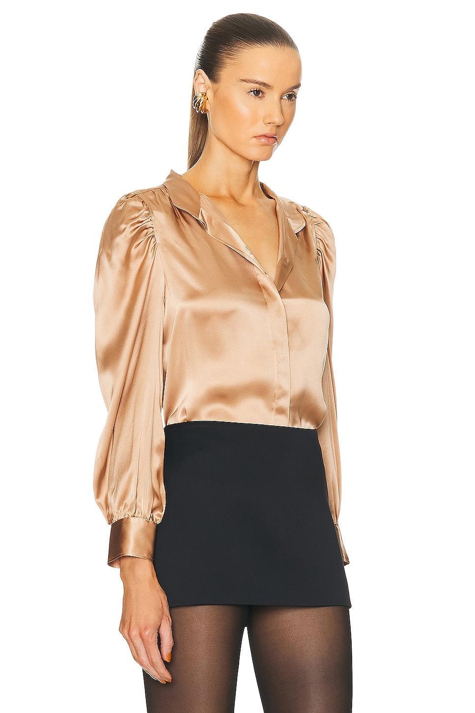 Womens Gillian Silk Puff-Sleeve Blouse Product Image