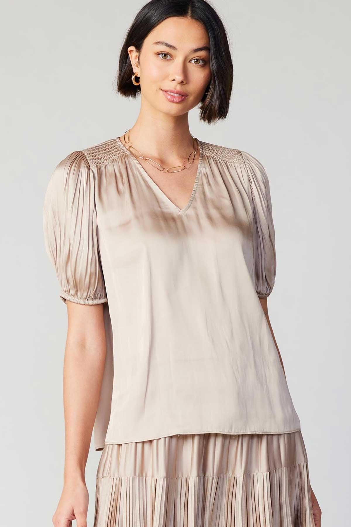 FINAL SALE Nova Pleated Puff Sleeve Top Product Image