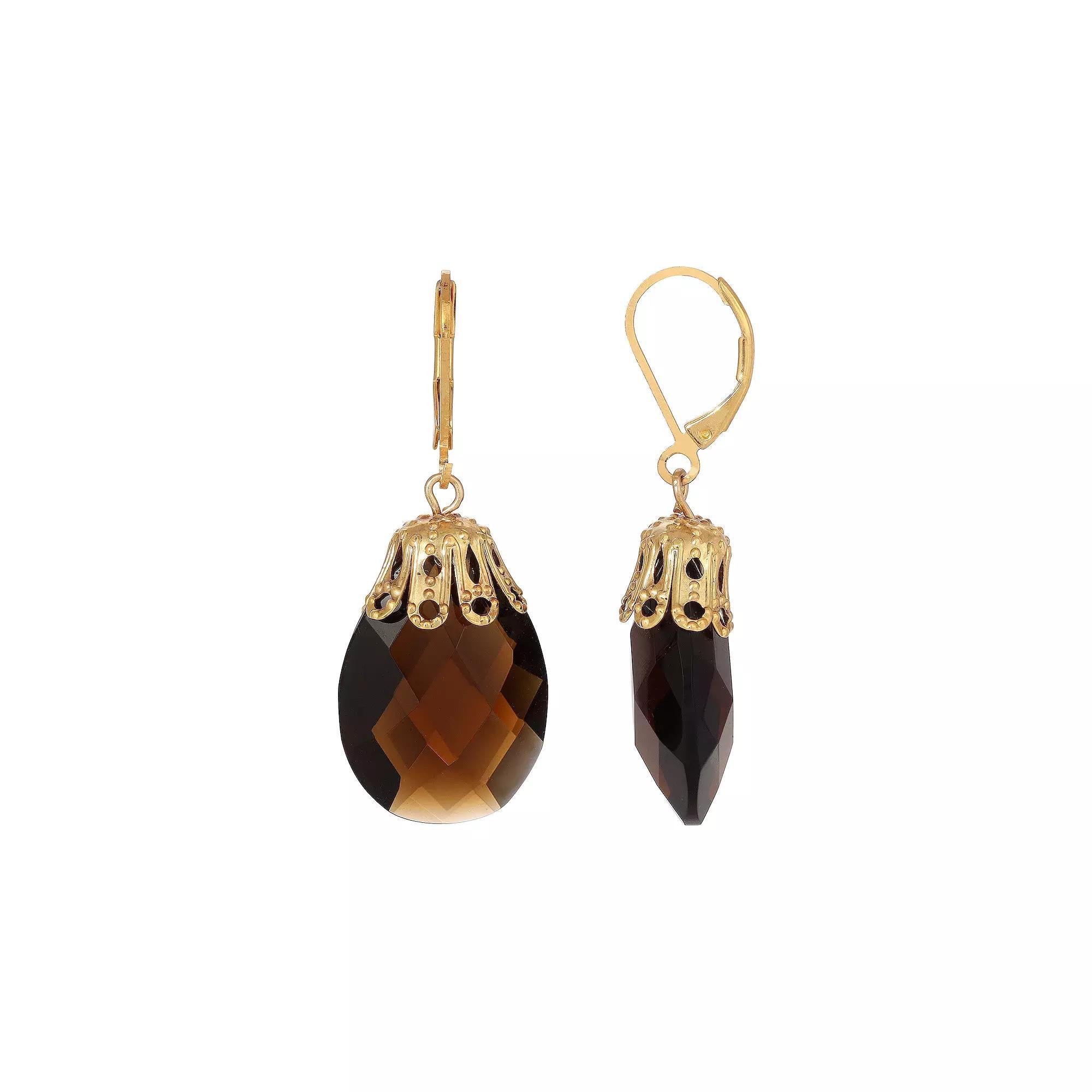1928 Gold Tone Briolette Drop Earrings, Womens, Pink Product Image