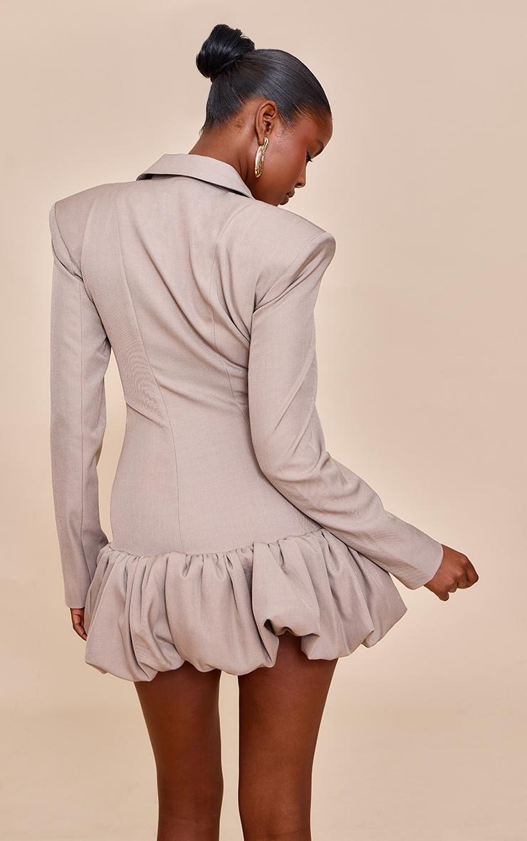 Mushroom Plunge Puff Hem Blazer Dress Product Image