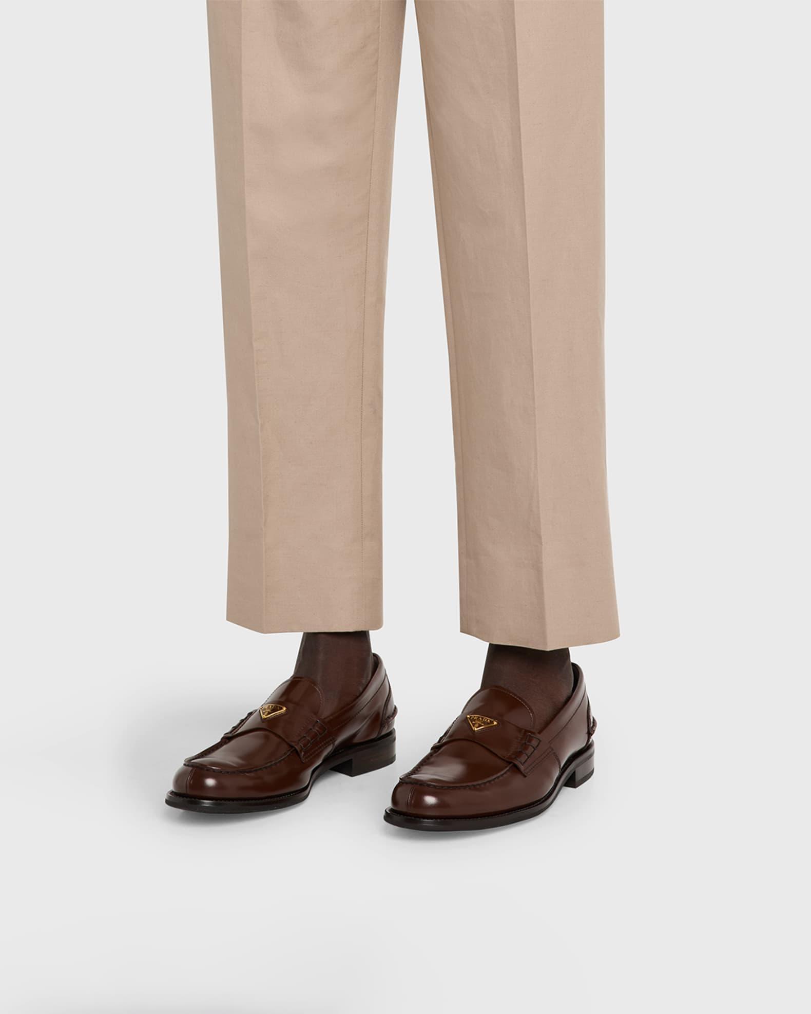 Men's Brushed Leather Split-Toe Loafers Product Image
