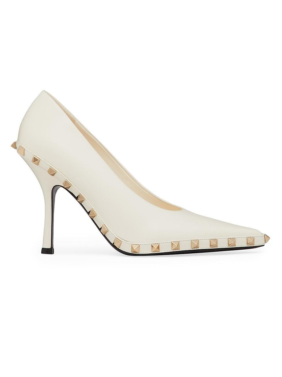 Rockstud Leather Stiletto Pumps Product Image