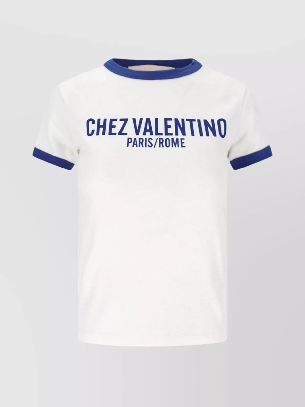 VALENTINO Crew Neck Contrast Trim In White Product Image